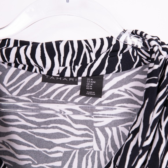 Tahari Zebra Print Sleeveless Cowl Neck Blouse Top - Size M - Picture 7 of 12